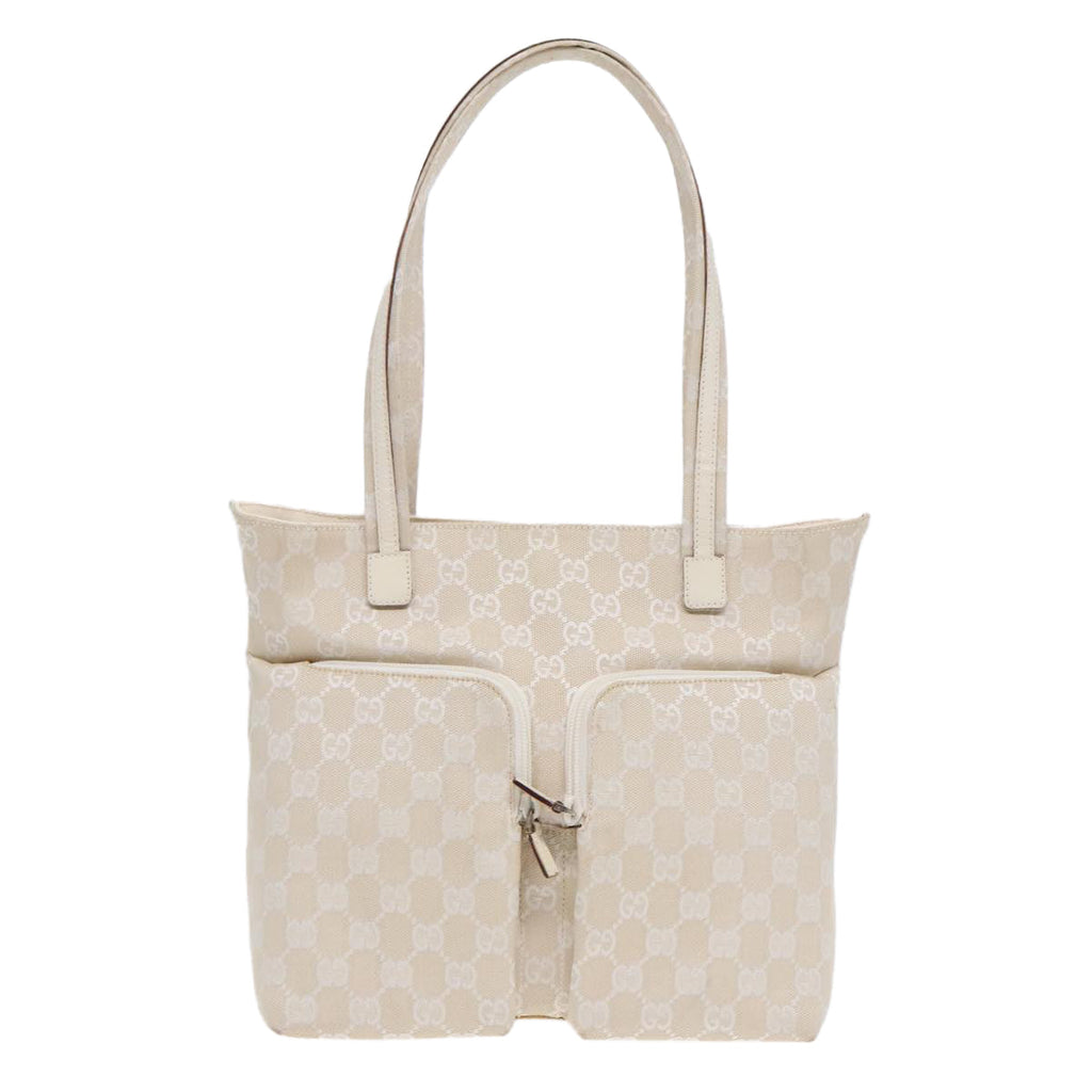 GUCCI GG Canvas Tote Bag Silver White 002 1076 2684 90174