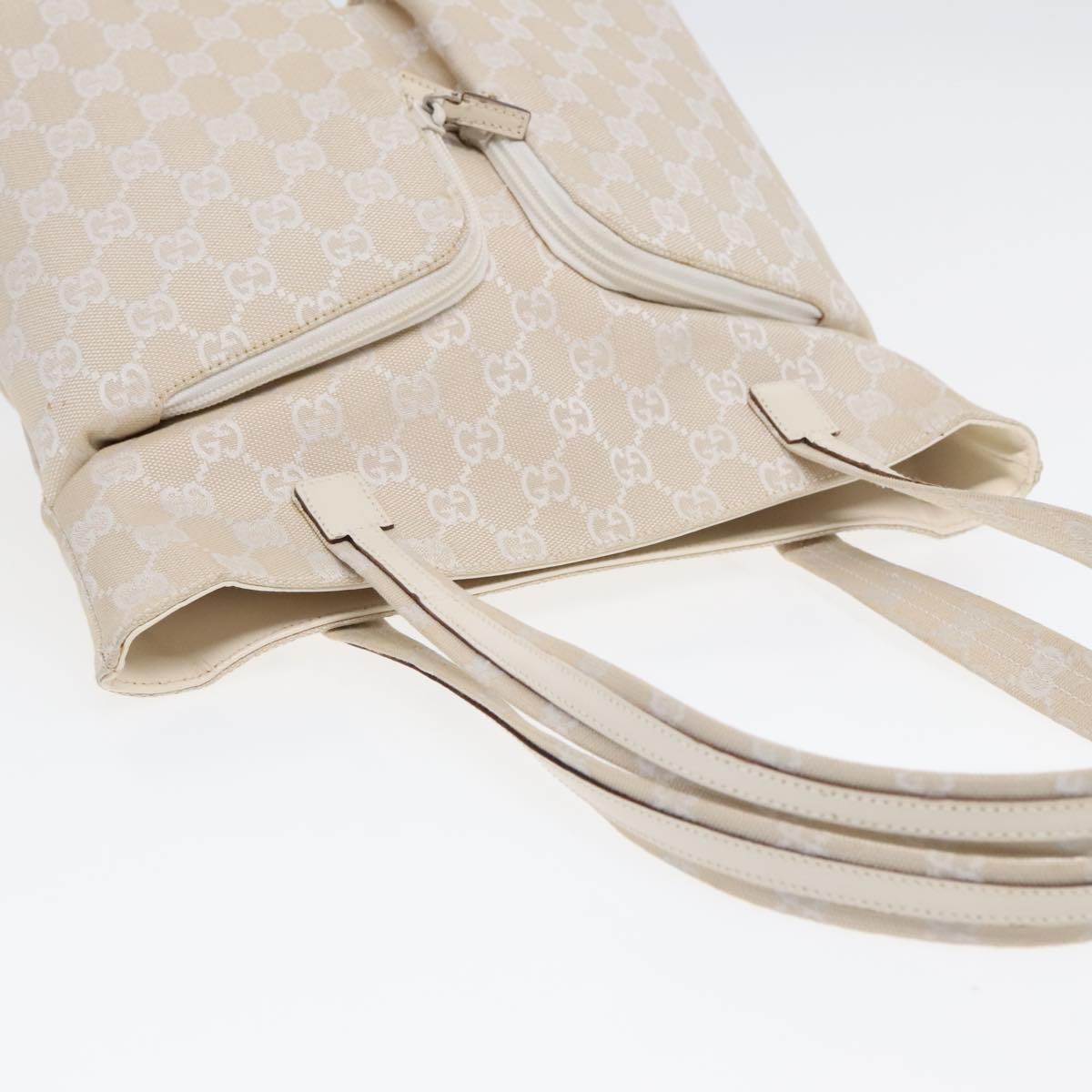 GUCCI GG Canvas Tote Bag Silver White 002 1076 2684 90174