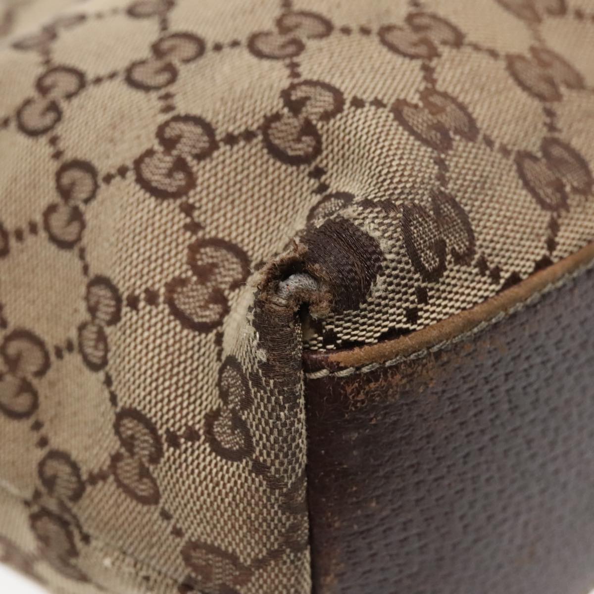 GUCCI GG Canvas Tote Bag Beige Gold 153361 90175