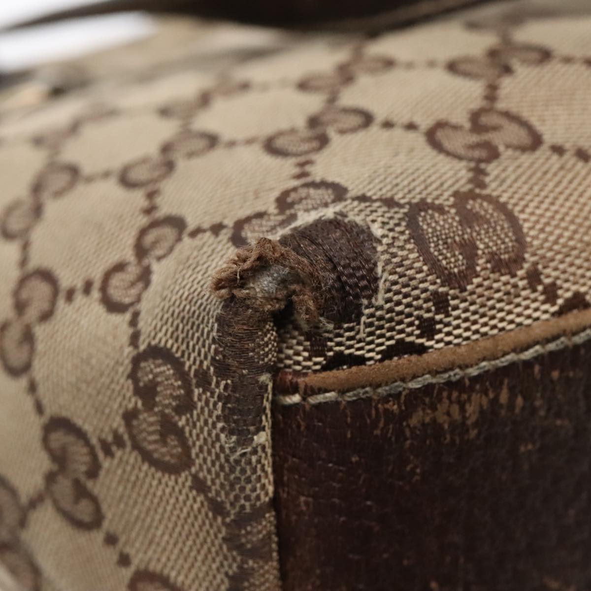 GUCCI GG Canvas Tote Bag Beige Gold 153361 90175