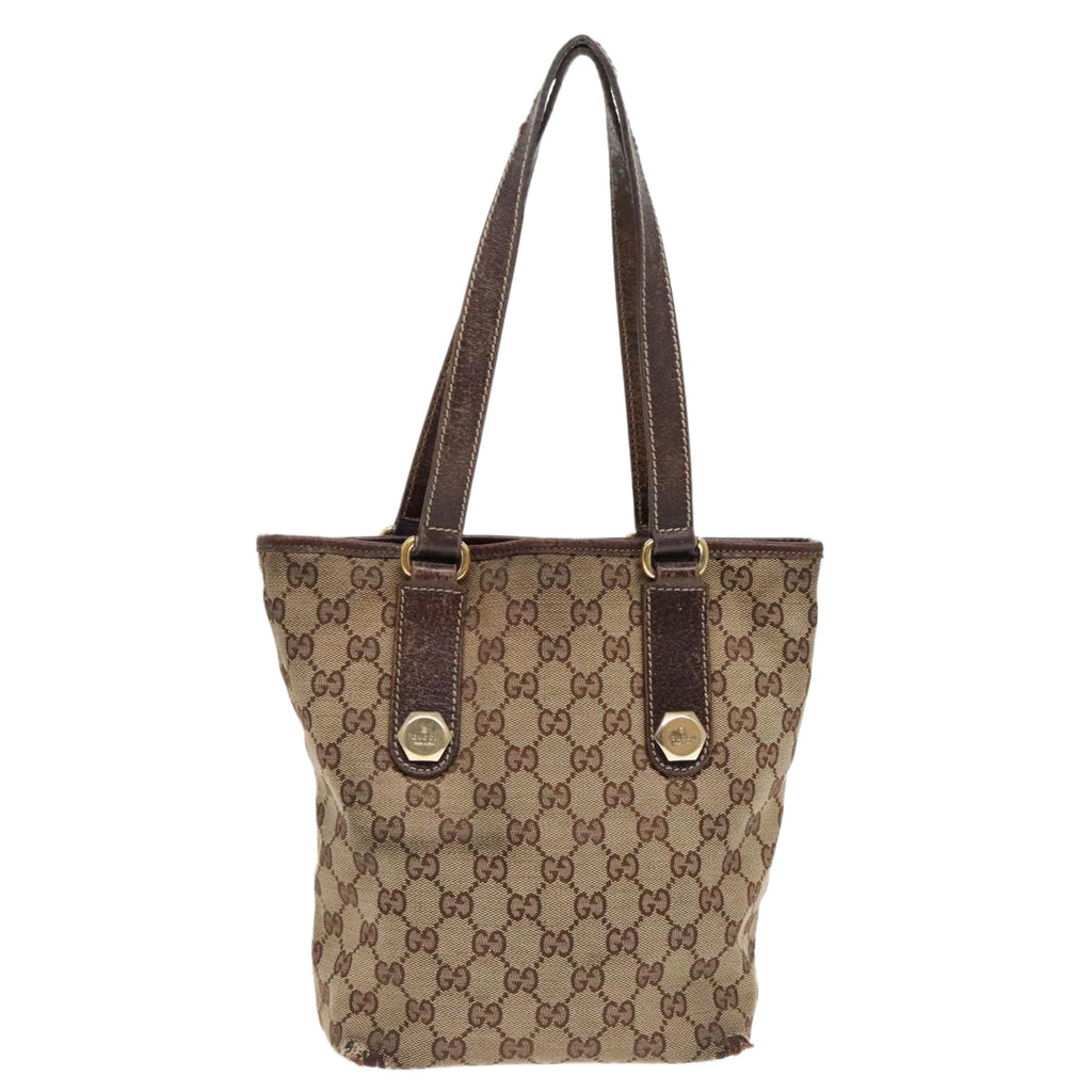 GUCCI GG Canvas Tote Bag Beige Gold 153361 90175