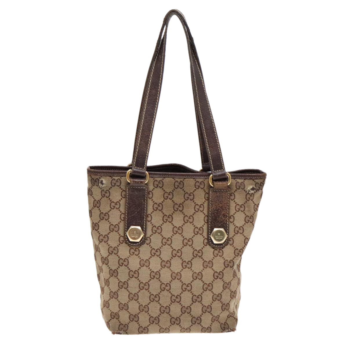 GUCCI GG Canvas Tote Bag Beige Gold 153361 90175