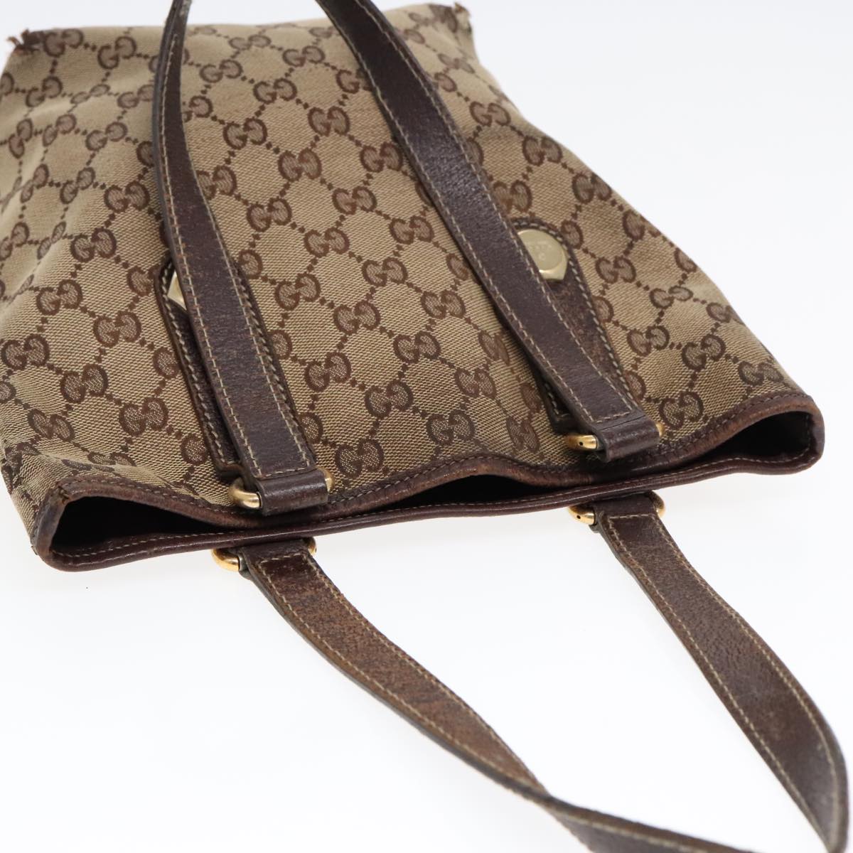 GUCCI GG Canvas Tote Bag Beige Gold 153361 90175