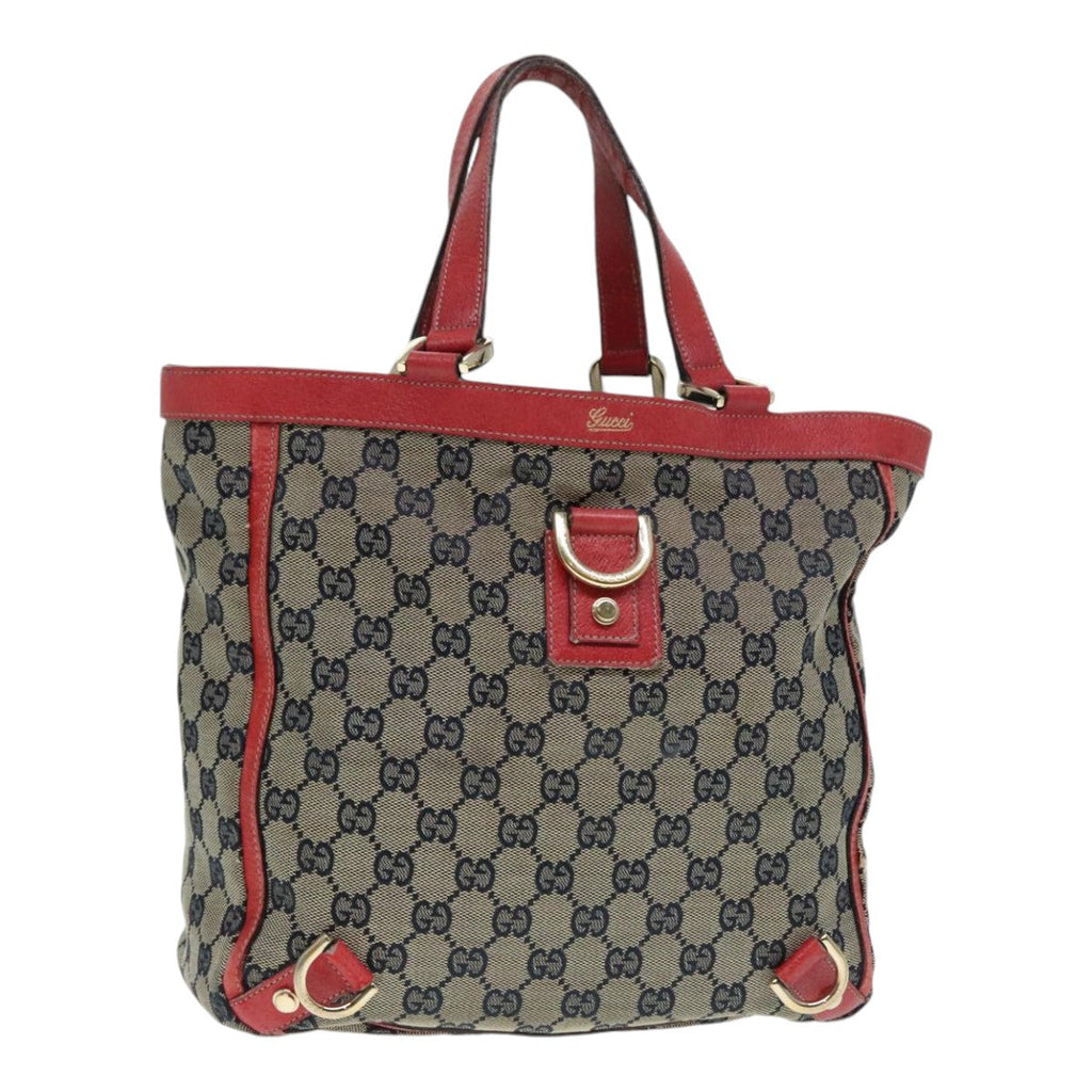 GUCCI GG Canvas Tote Bag Beige Red gold 130739 90178