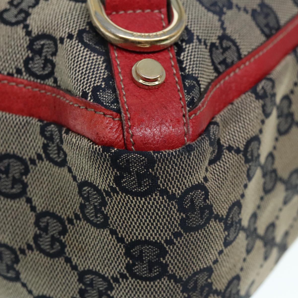 GUCCI GG Canvas Tote Bag Beige Red gold 130739 90178