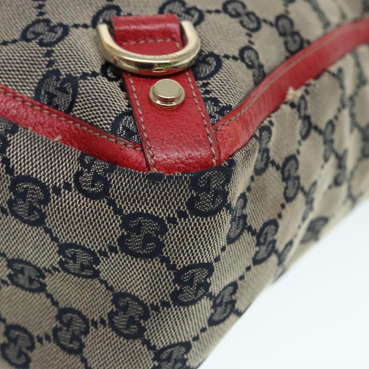 GUCCI GG Canvas Tote Bag Beige Red gold 130739 90178