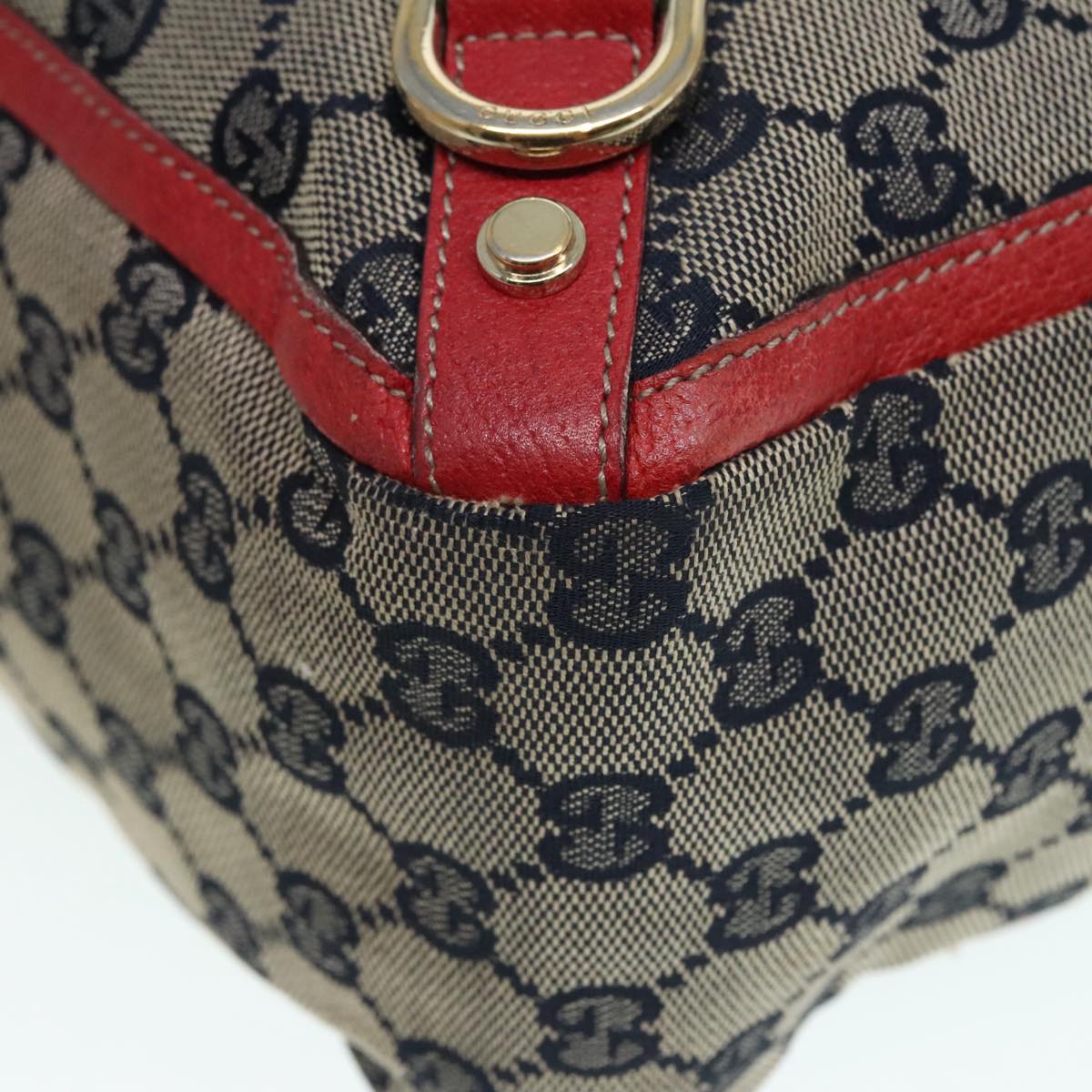 GUCCI GG Canvas Tote Bag Beige Red gold 130739 90178