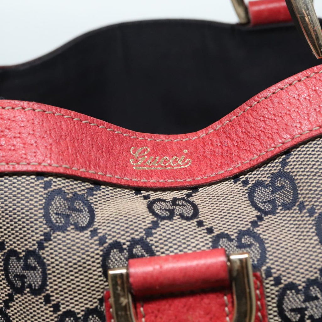 GUCCI GG Canvas Tote Bag Beige Red gold 130739 90178