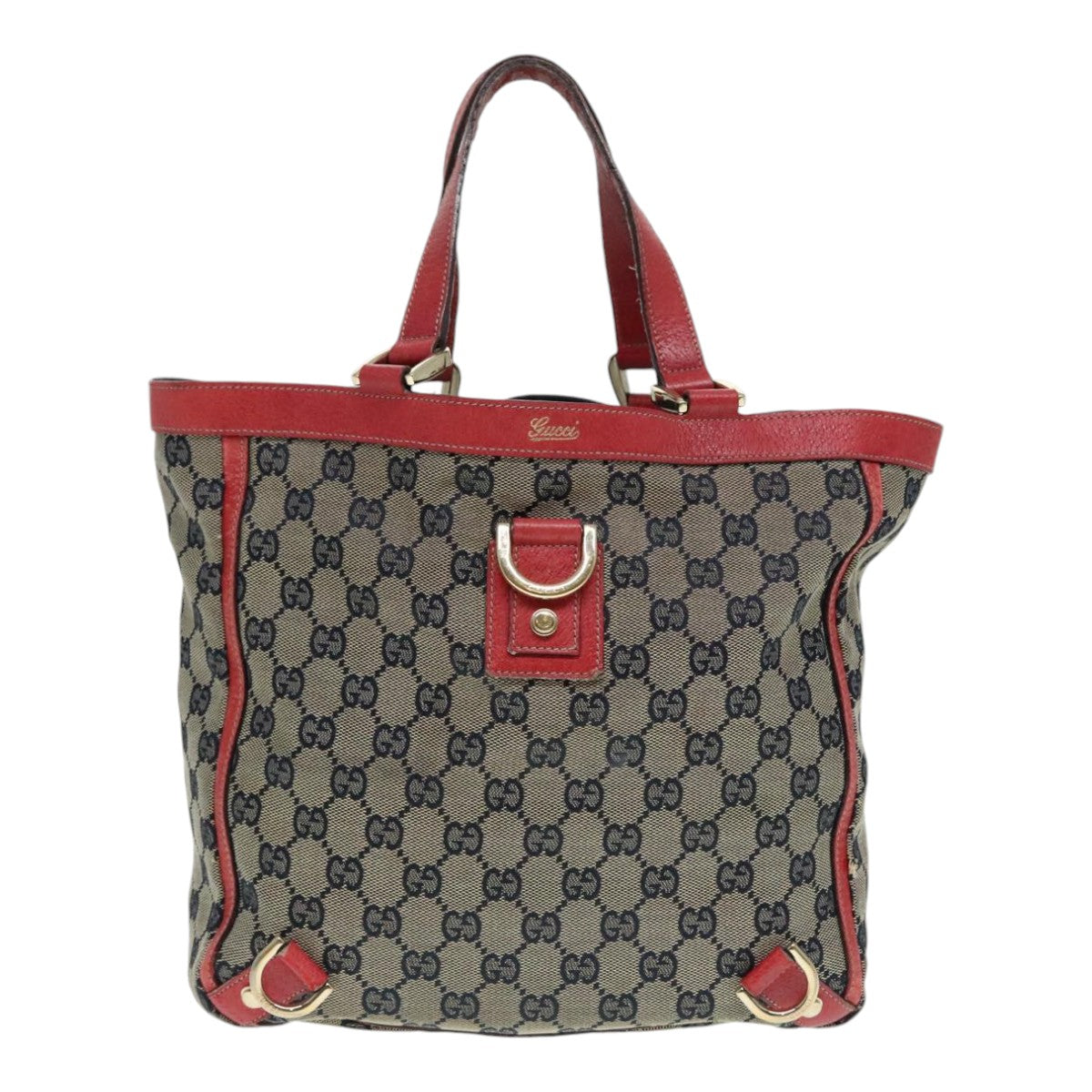 GUCCI GG Canvas Tote Bag Beige Red gold 130739 90178