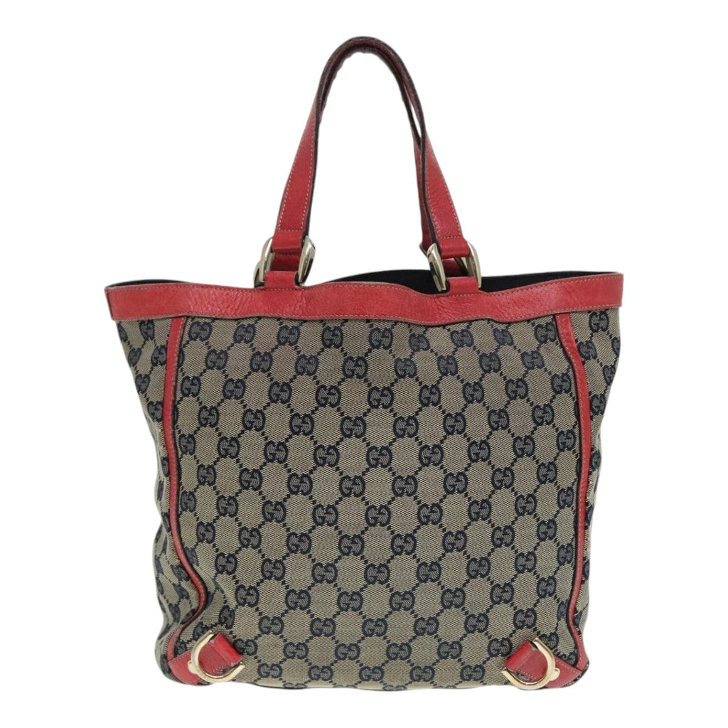 GUCCI GG Canvas Tote Bag Beige Red gold 130739 90178
