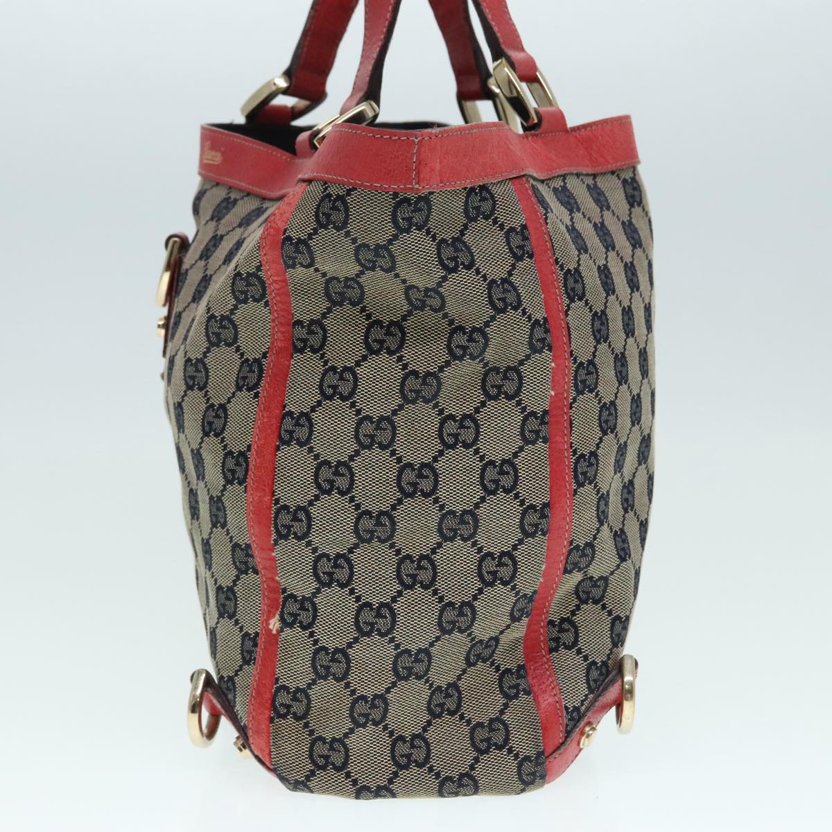 GUCCI GG Canvas Tote Bag Beige Red gold 130739 90178