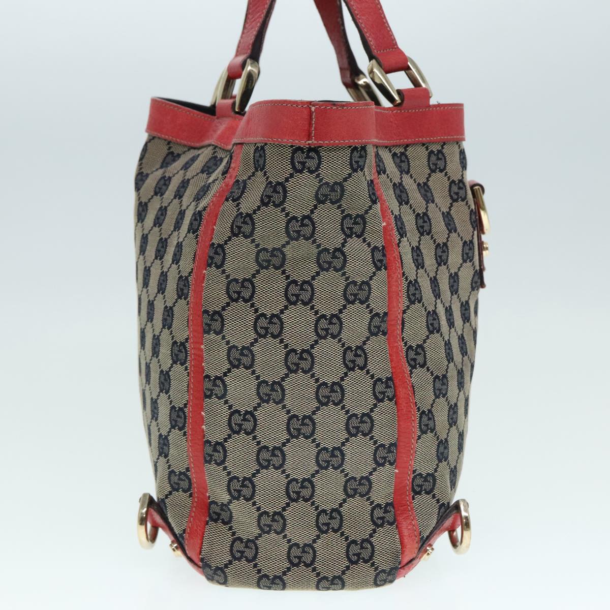 GUCCI GG Canvas Tote Bag Beige Red gold 130739 90178