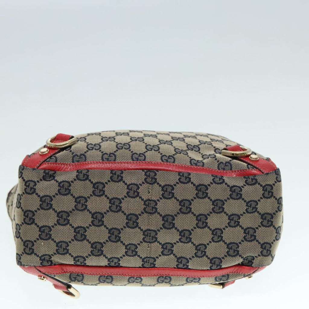 GUCCI GG Canvas Tote Bag Beige Red gold 130739 90178