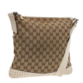 GUCCI GG Canvas Shoulder Bag Beige Silver 145852 90180