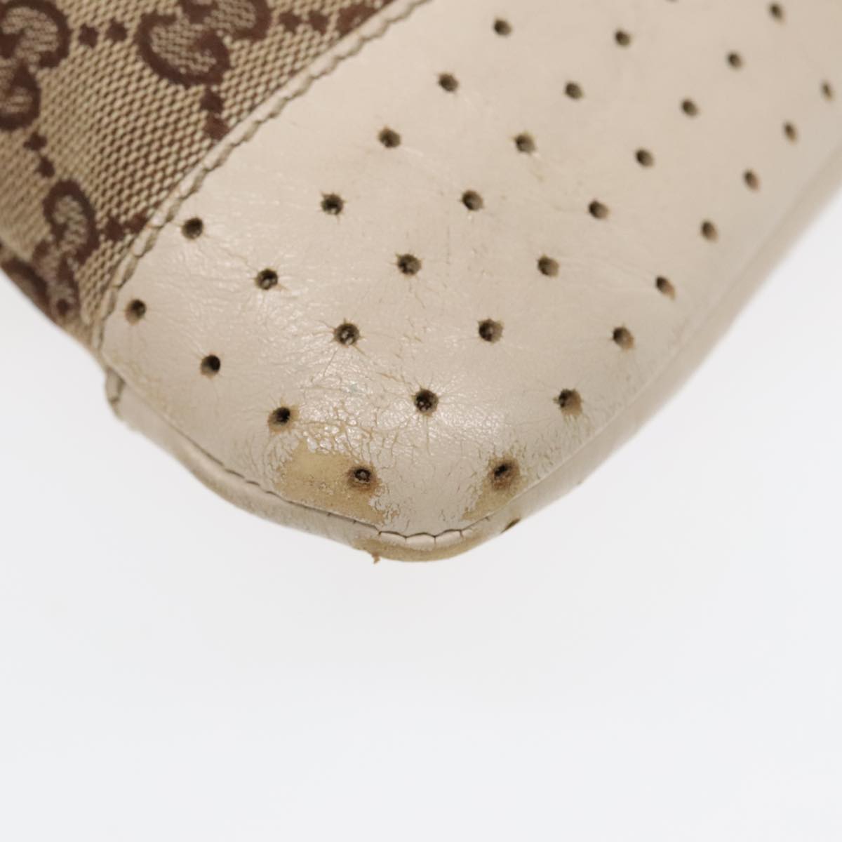 GUCCI GG Canvas Shoulder Bag Beige Silver 145852 90180