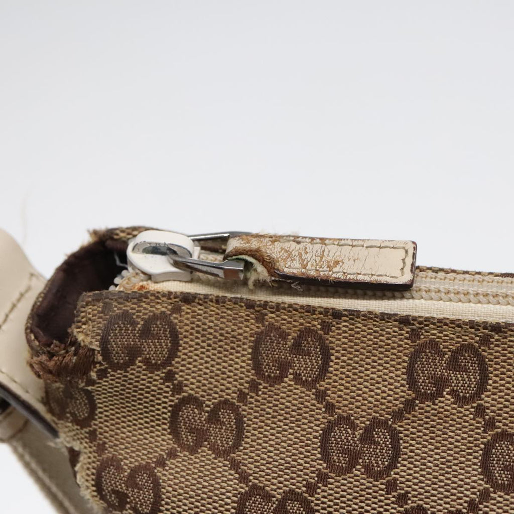 GUCCI GG Canvas Shoulder Bag Beige Silver 145852 90180