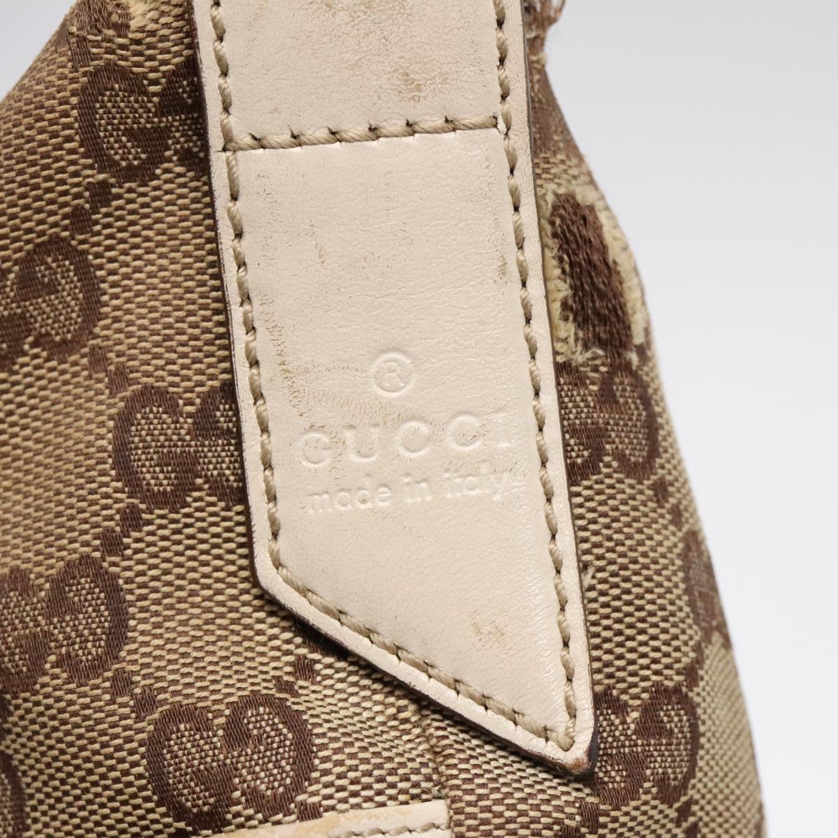 GUCCI GG Canvas Shoulder Bag Beige Silver 145852 90180