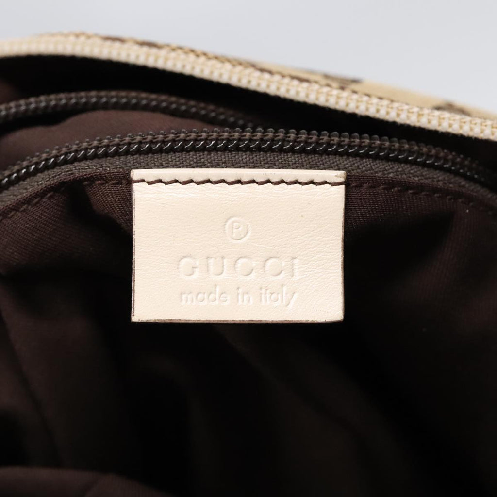 GUCCI GG Canvas Shoulder Bag Beige Silver 145852 90180