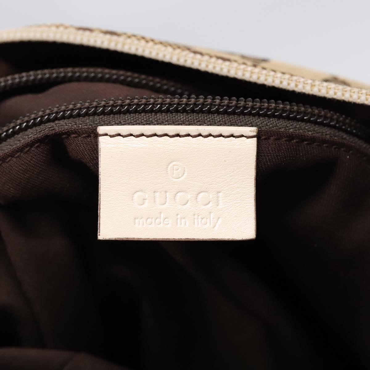 GUCCI GG Canvas Shoulder Bag Beige Silver 145852 90180