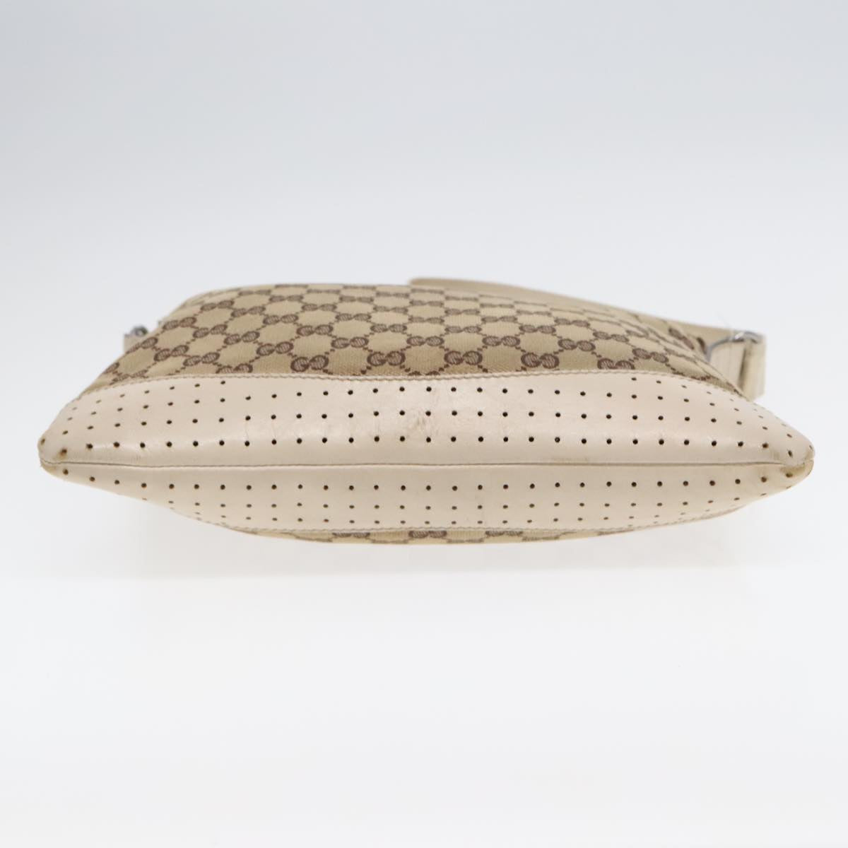 GUCCI GG Canvas Shoulder Bag Beige Silver 145852 90180