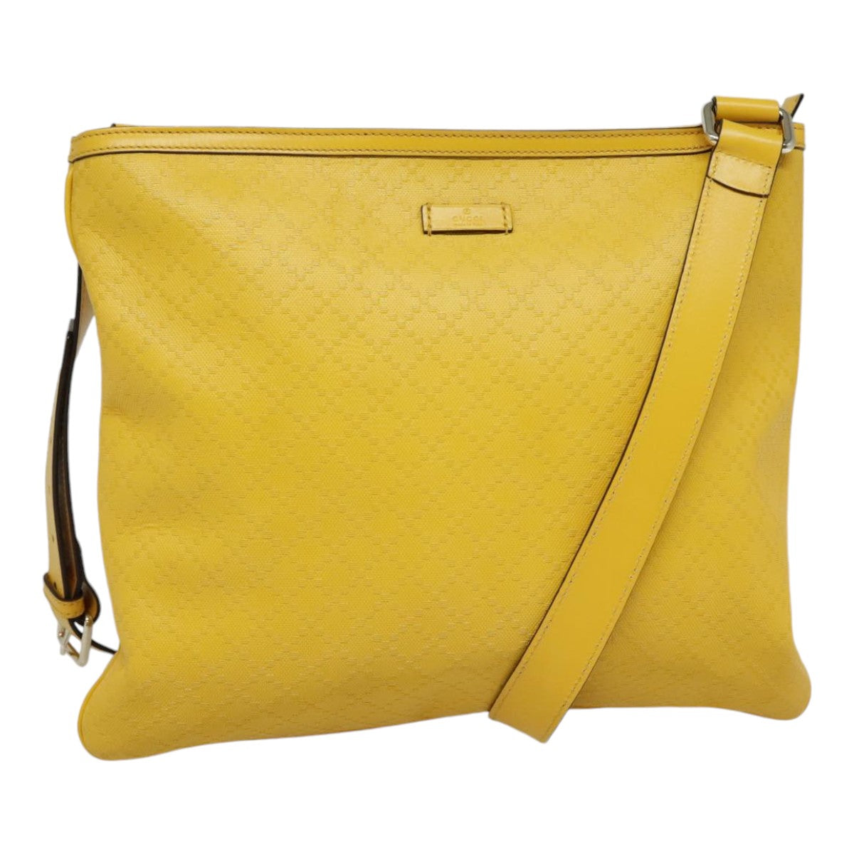 GUCCI Diamante Shoulder Bag Leather Yellow Gold 201446 90181