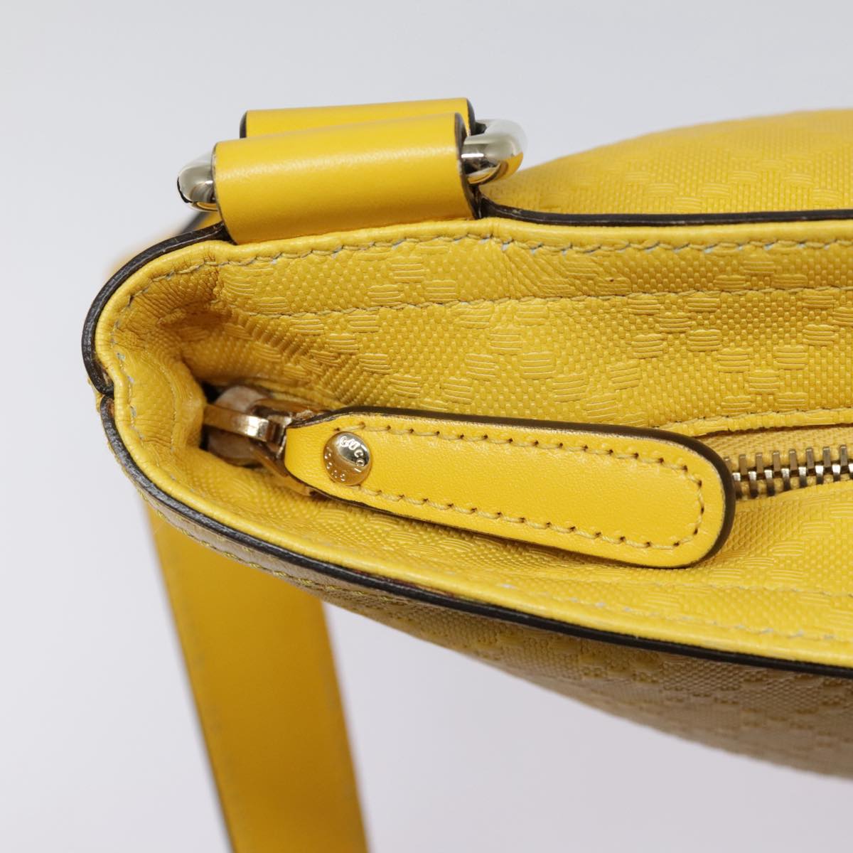 GUCCI Diamante Shoulder Bag Leather Yellow Gold 201446 90181