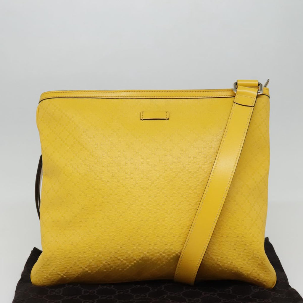 GUCCI Diamante Shoulder Bag Leather Yellow Gold 201446 90181