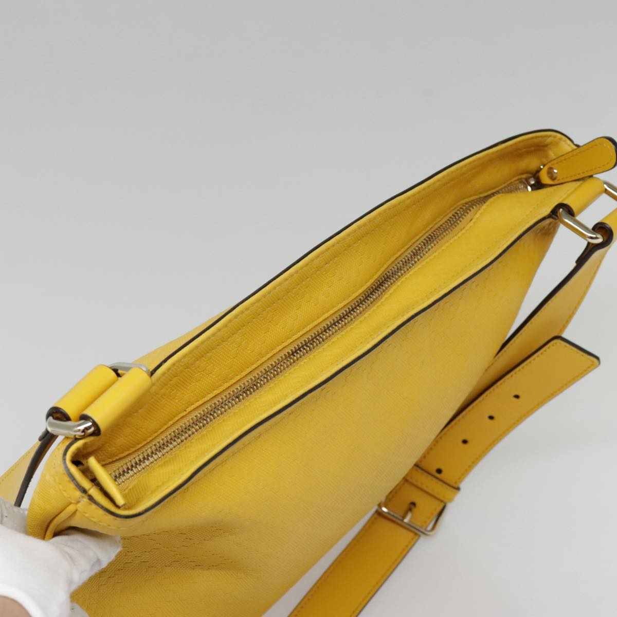 GUCCI Diamante Shoulder Bag Leather Yellow Gold 201446 90181