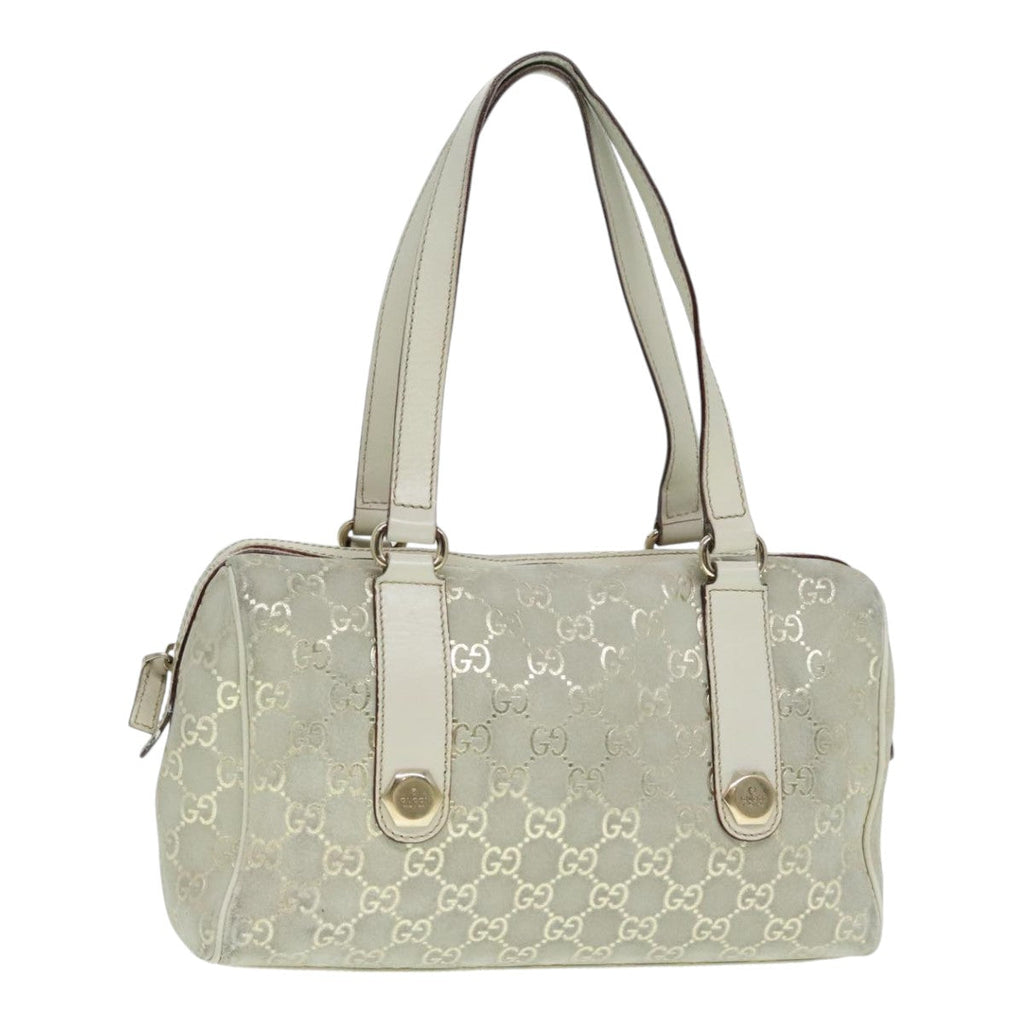 GUCCI GG Canvas Hand Bag Gray Gold 152457 90182