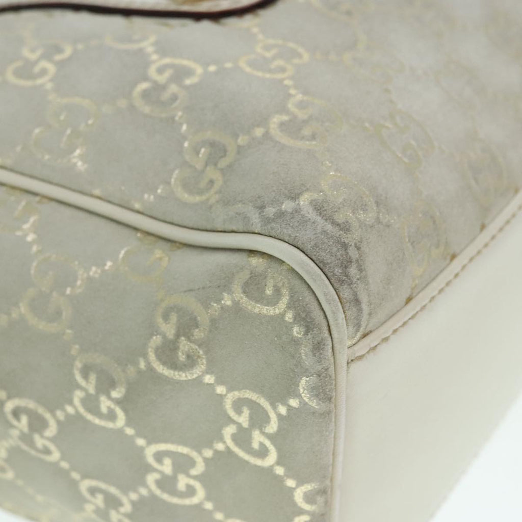GUCCI GG Canvas Hand Bag Gray Gold 152457 90182