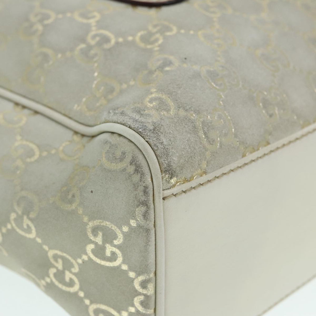 GUCCI GG Canvas Hand Bag Gray Gold 152457 90182