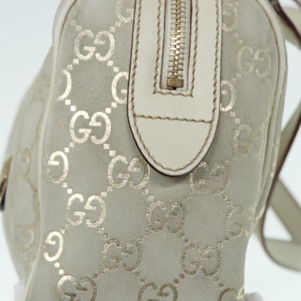 GUCCI GG Canvas Hand Bag Gray Gold 152457 90182