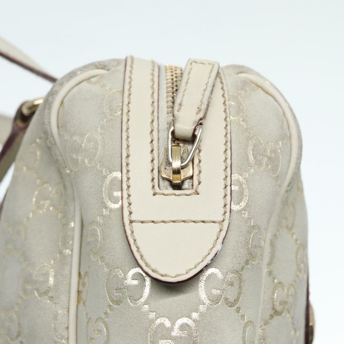 GUCCI GG Canvas Hand Bag Gray Gold 152457 90182