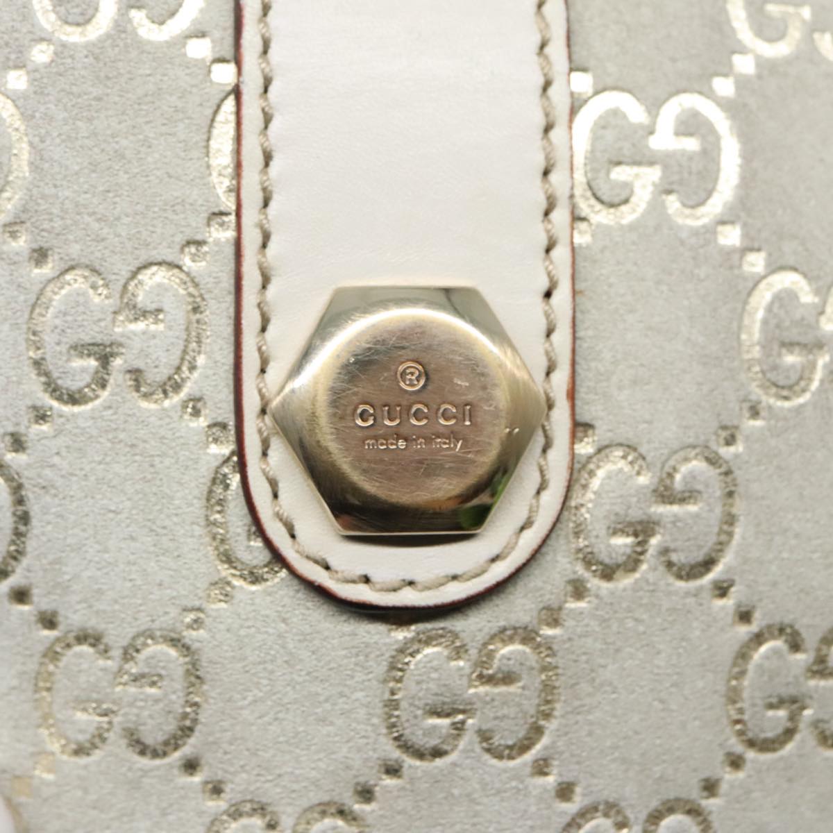 GUCCI GG Canvas Hand Bag Gray Gold 152457 90182