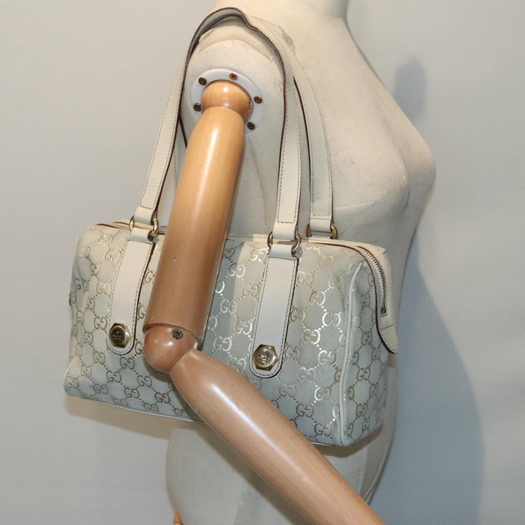 GUCCI GG Canvas Hand Bag Gray Gold 152457 90182