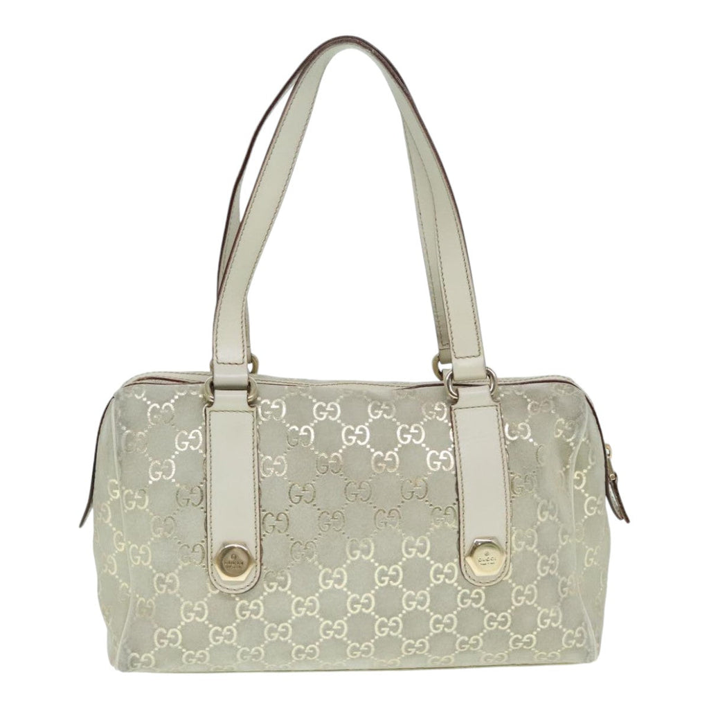 GUCCI GG Canvas Hand Bag Gray Gold 152457 90182