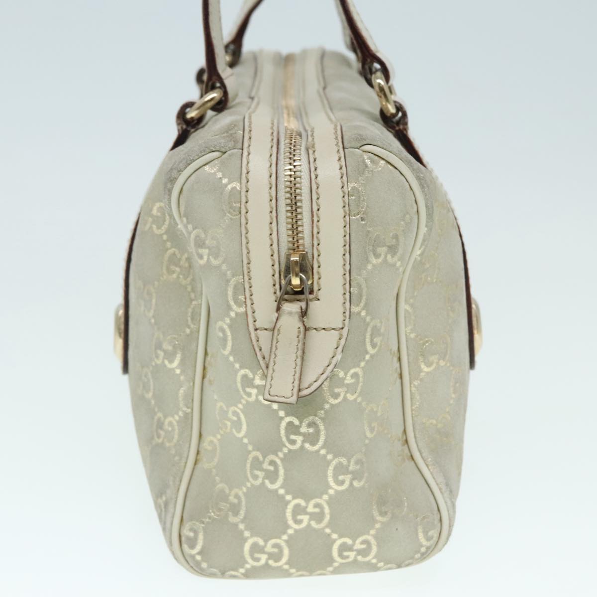 GUCCI GG Canvas Hand Bag Gray Gold 152457 90182
