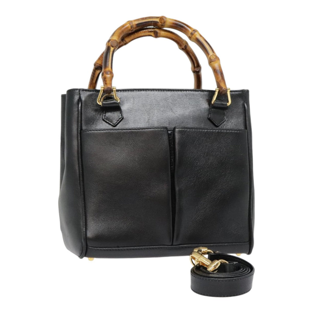GUCCI Bamboo Shoulder Bag 2way Black Gold 000 122 0316 90183