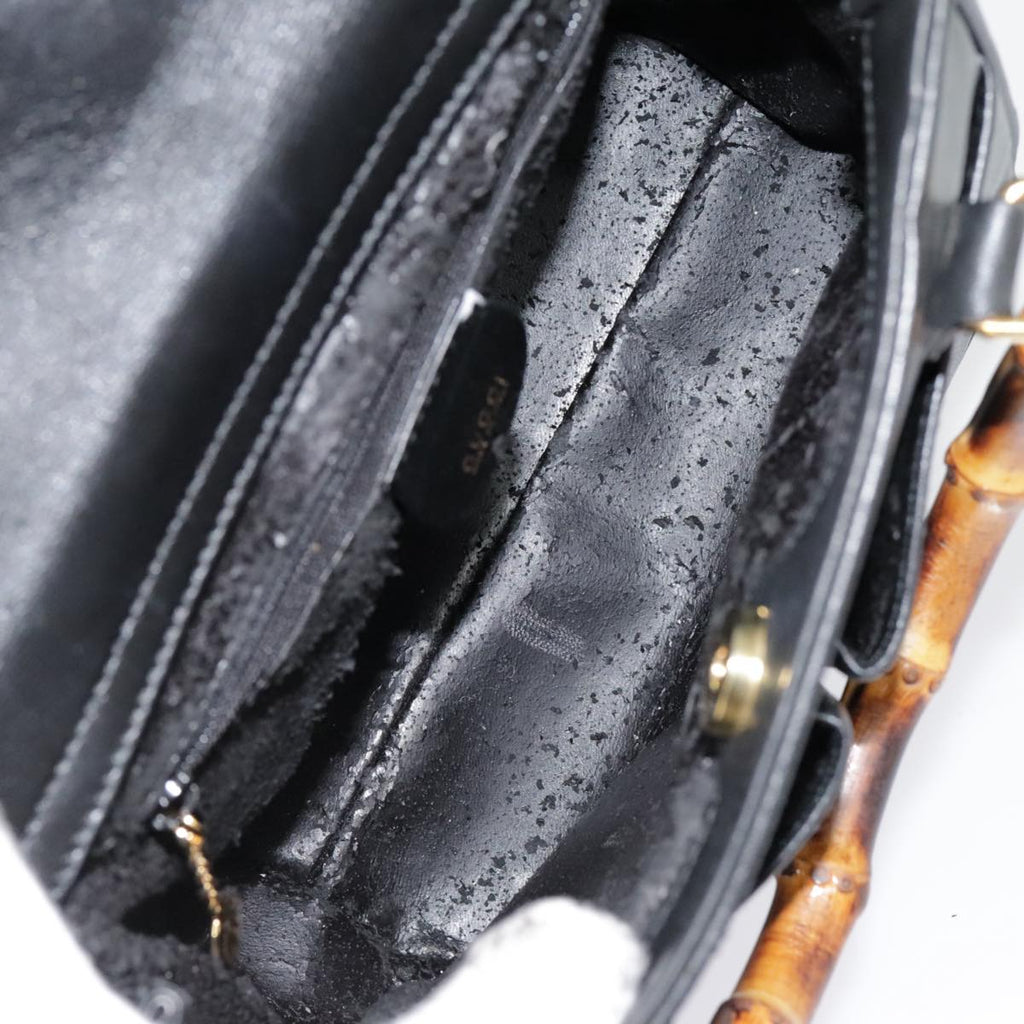 GUCCI Bamboo Shoulder Bag 2way Black Gold 000 122 0316 90183