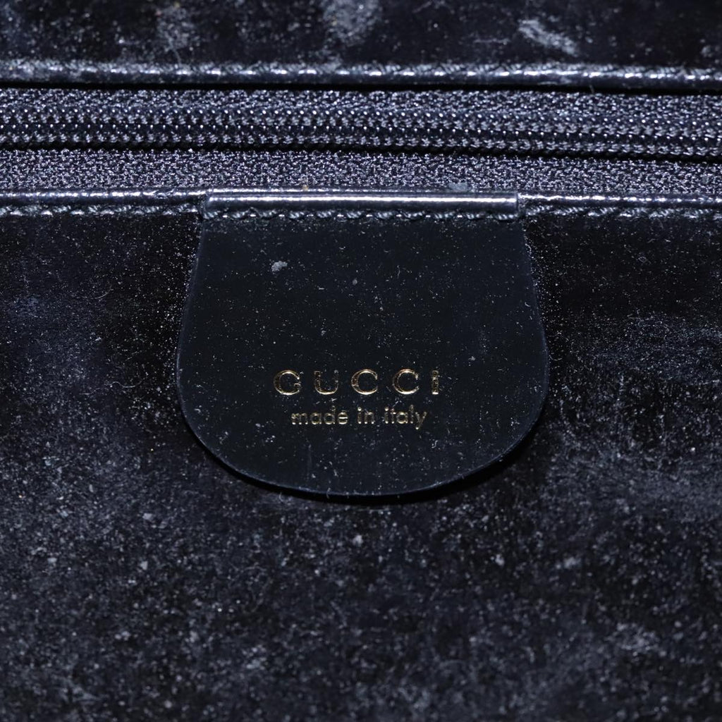 GUCCI Hand Bag Leather 2way Black Gold 90184