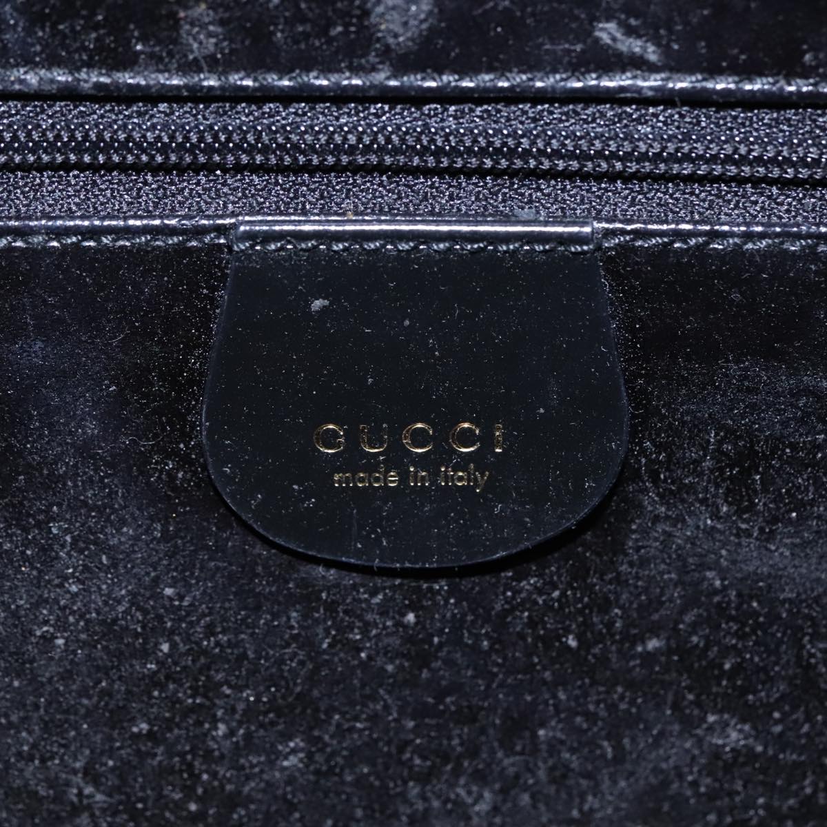 GUCCI Hand Bag Leather 2way Black Gold 90184