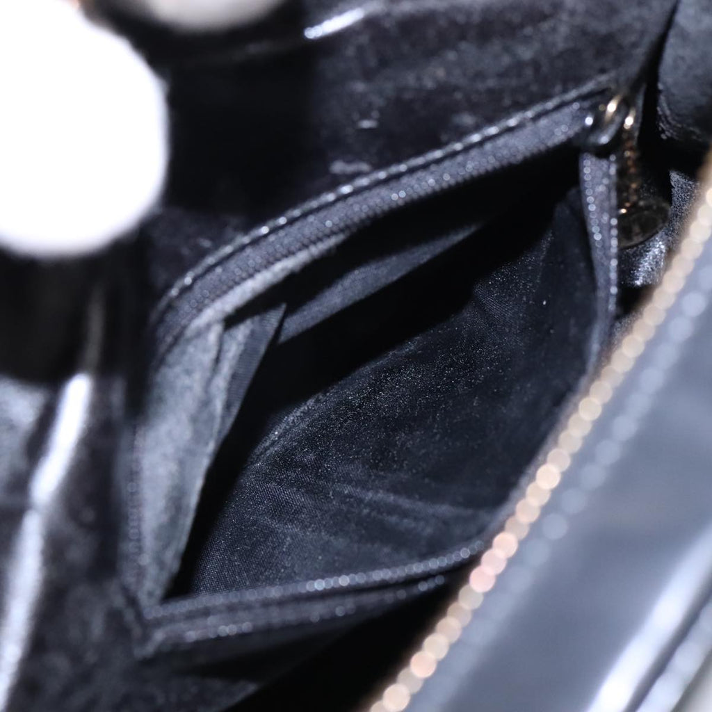GUCCI Hand Bag Leather 2way Black Gold 90184