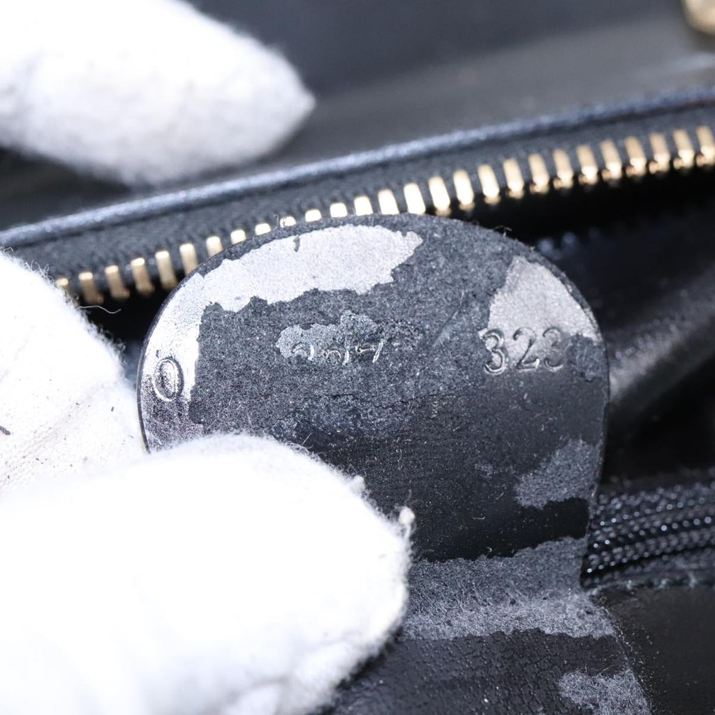 GUCCI Hand Bag Leather 2way Black Gold 90184
