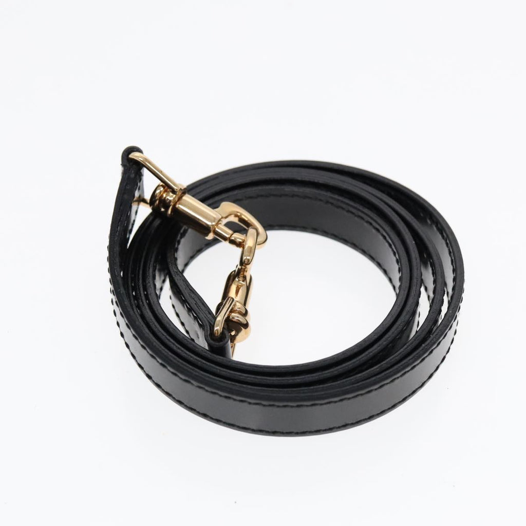 GUCCI Hand Bag Leather 2way Black Gold 90184