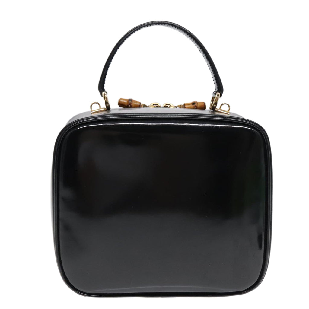 GUCCI Hand Bag Leather 2way Black Gold 90184