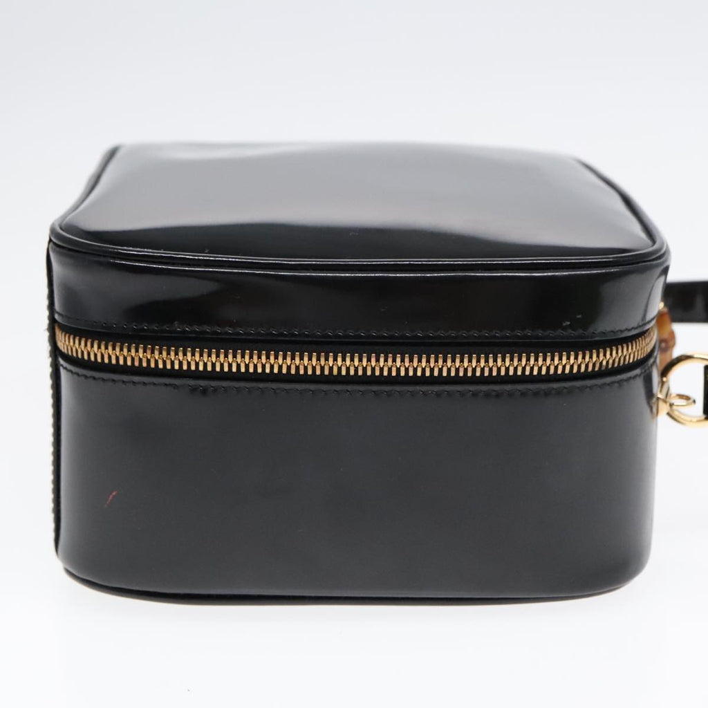 GUCCI Hand Bag Leather 2way Black Gold 90184