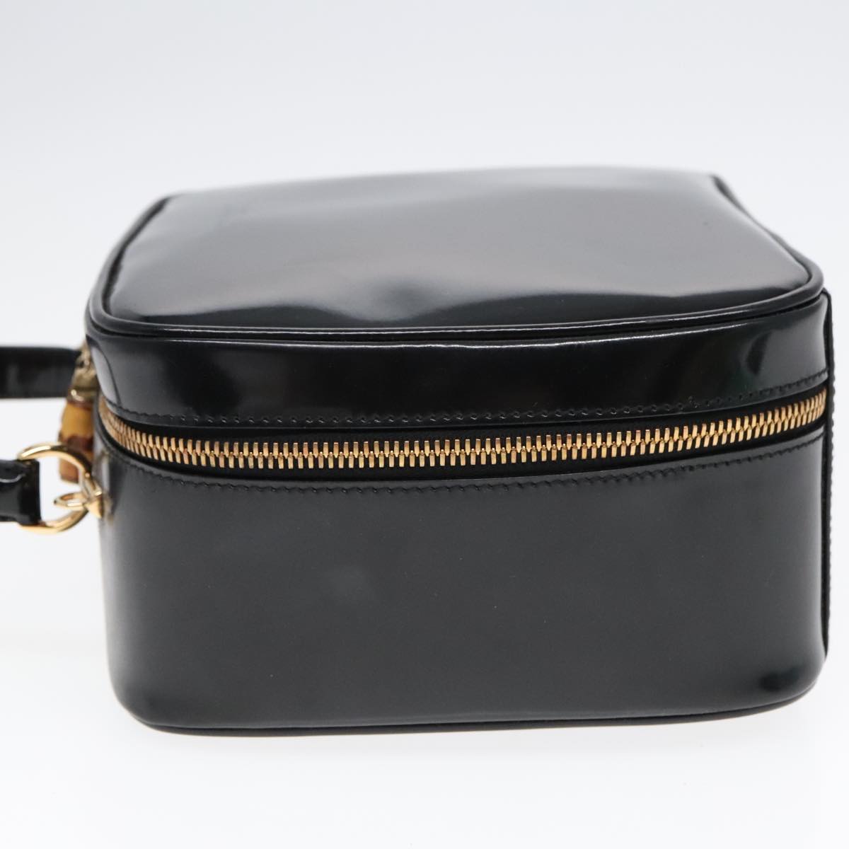 GUCCI Hand Bag Leather 2way Black Gold 90184