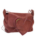 GUCCI Heart Shoulder Bag Suede Red Gold 95107 90185