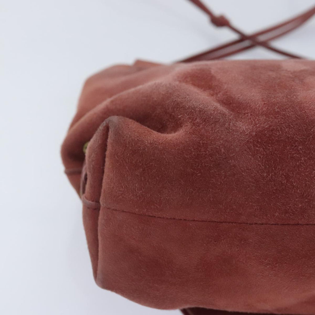 GUCCI Heart Shoulder Bag Suede Red Gold 95107 90185