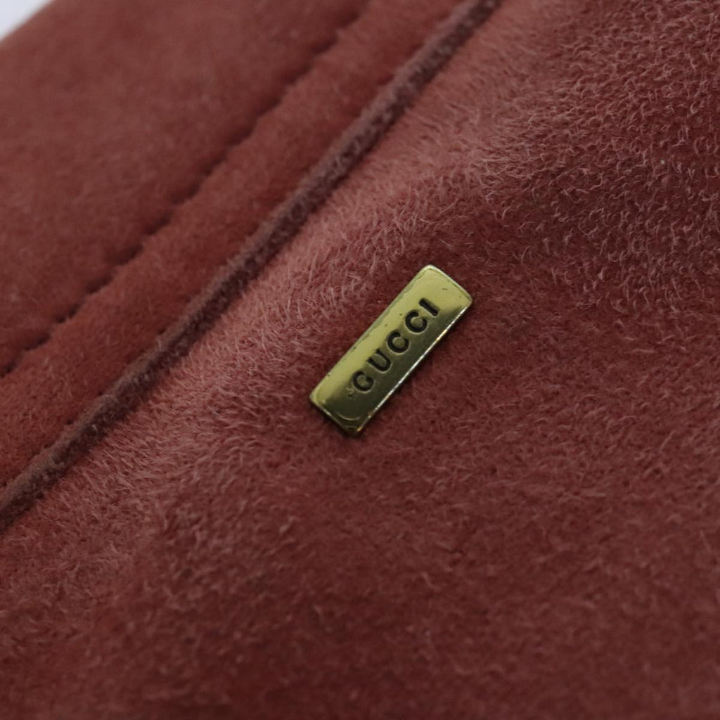 GUCCI Heart Shoulder Bag Suede Red Gold 95107 90185